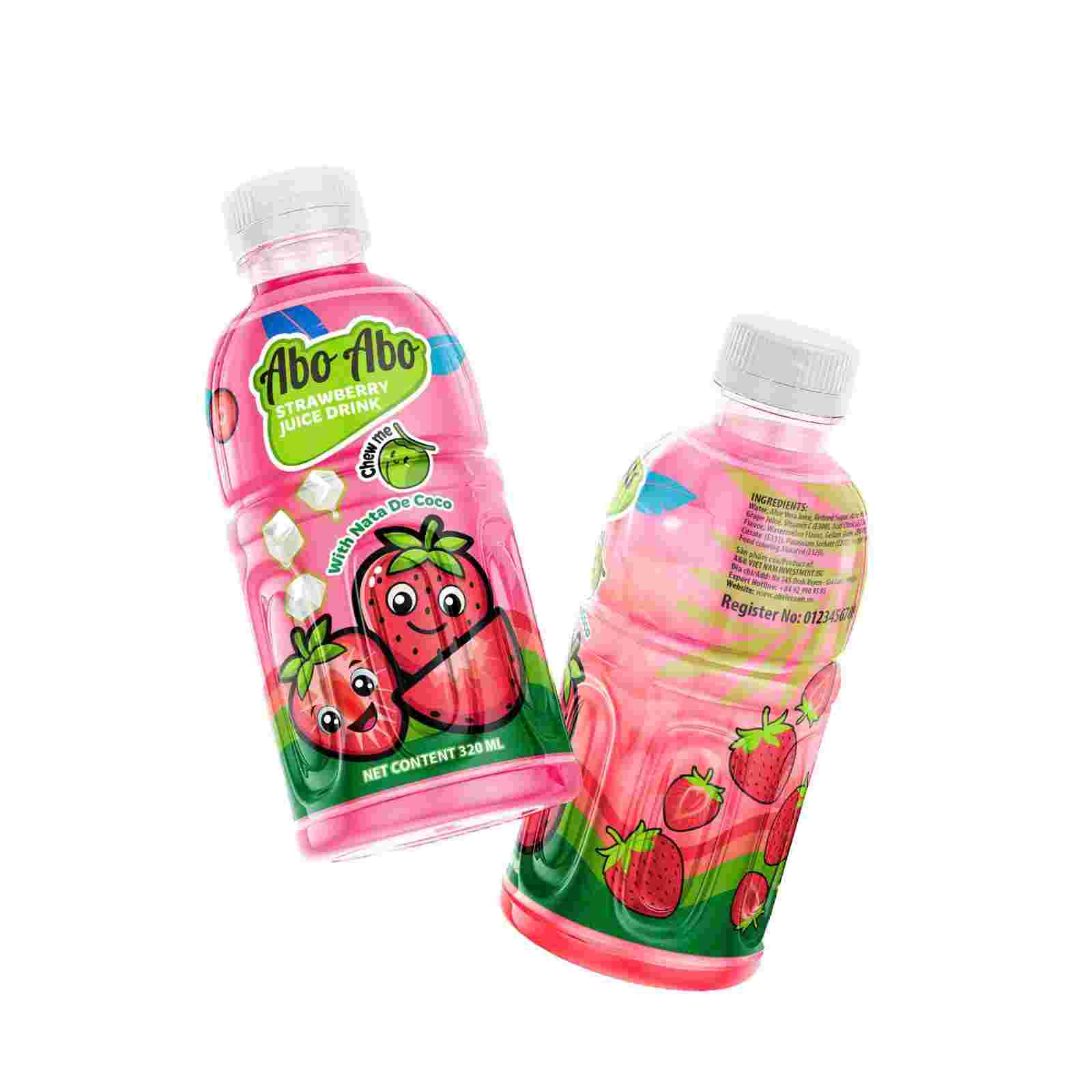 Abo Abo Nata de coco drink - Strawberry 320mlx24 bottles/carton